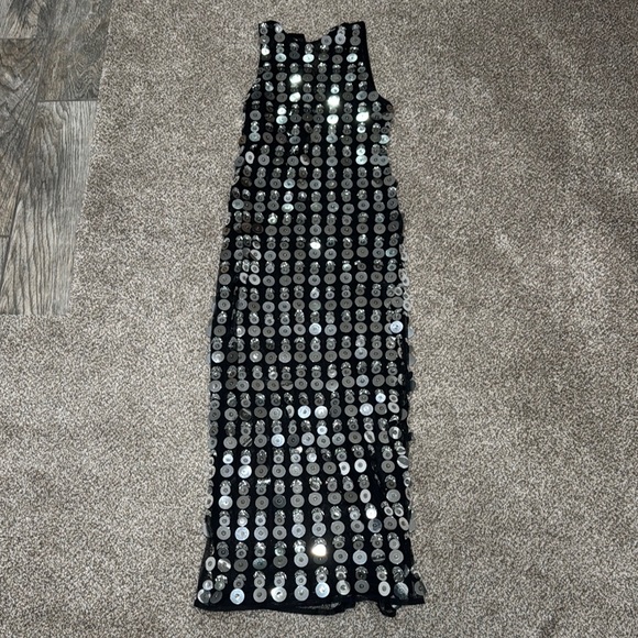 Nasty Gal Black and Silver Sequin Mesh Dress - Picture 1 of 3